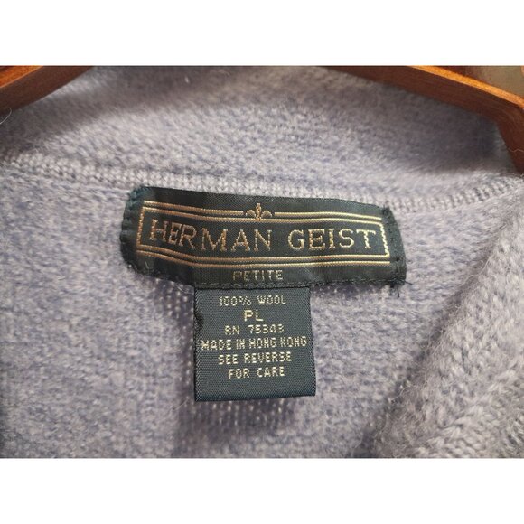 Vintage Herman Geist Womens Floral Embroidered Wool Petite Large Zip Cardigan - Picture 4 of 9